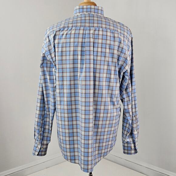 Peter Millar Blue Plaid Button-Up Long Sleeve Dress Shirt | Men's XL‎ - Picture 3 of 14